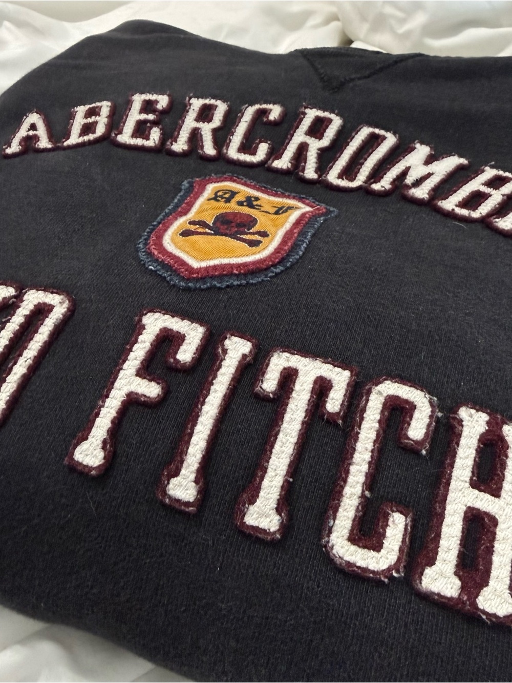 Abercrombie & Fitch Navy Sweatshirt with Embroidered Crest - Picture 2 of 3
